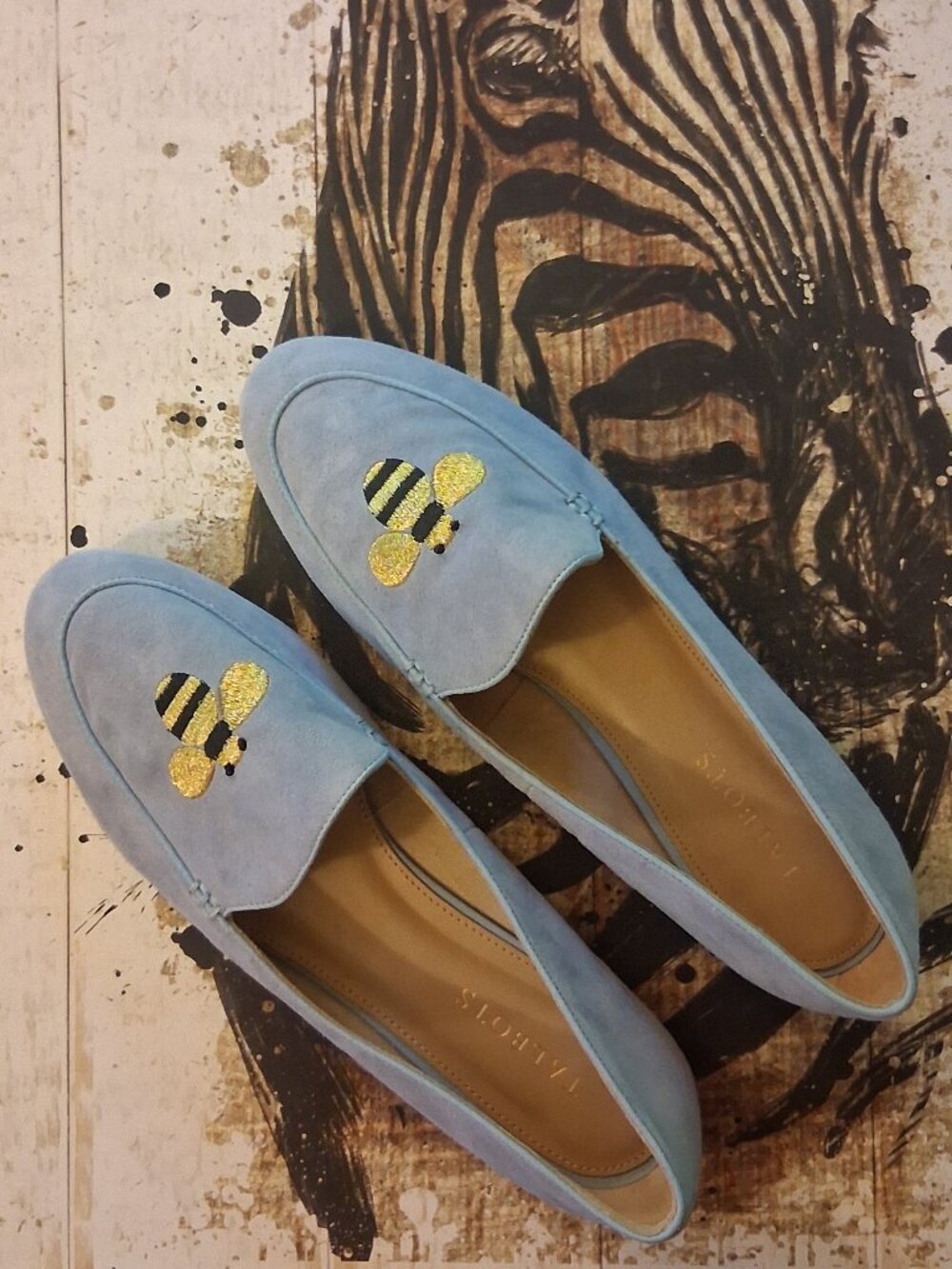 Talbots blue suede bumblebee flats